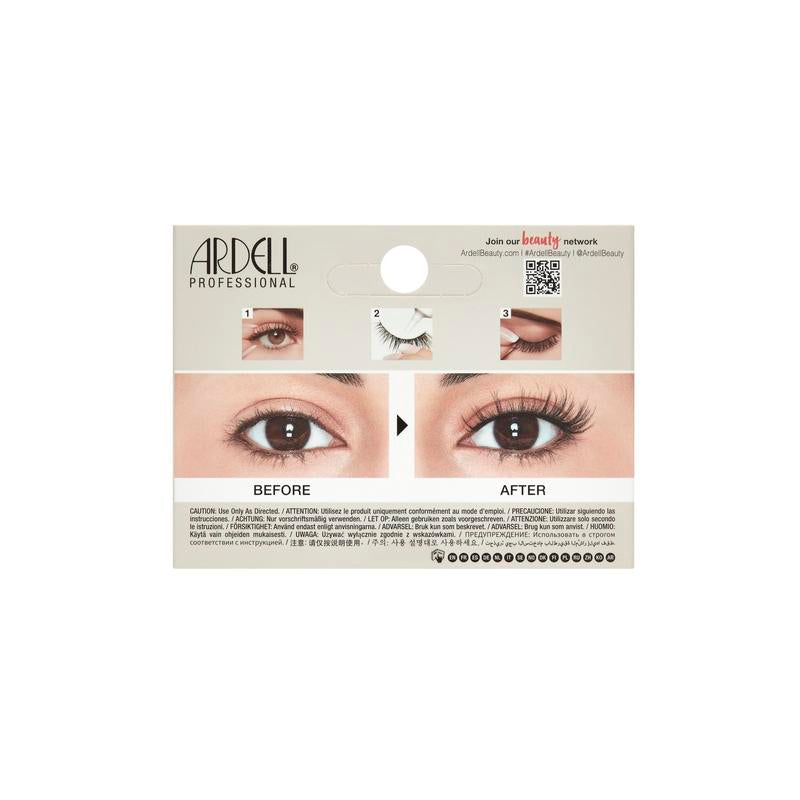 Ardell eyelash packaging with 'Before' and 'After' effect on eyes.