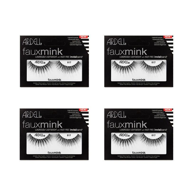 Four packages of Ardell fauxmink eyelashes on a white background