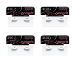 Four packages of Ardell Accent false eyelashes on a white background