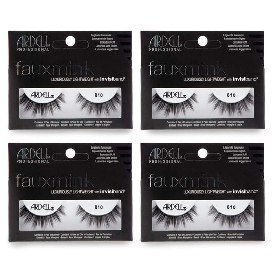 Four packages of Ardell Faux Mink eyelashes on a white background