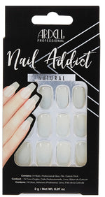 A frontage look of Ardell Nail Addict Premium Artificial Nail Set in Natural long variant in a wall hook ready packaging