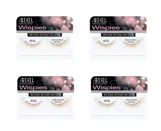 Four packages of Ardell Wispies false eyelashes on a white background