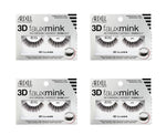 Four packages of Ardell 3D faux mink false eyelashes on a white background