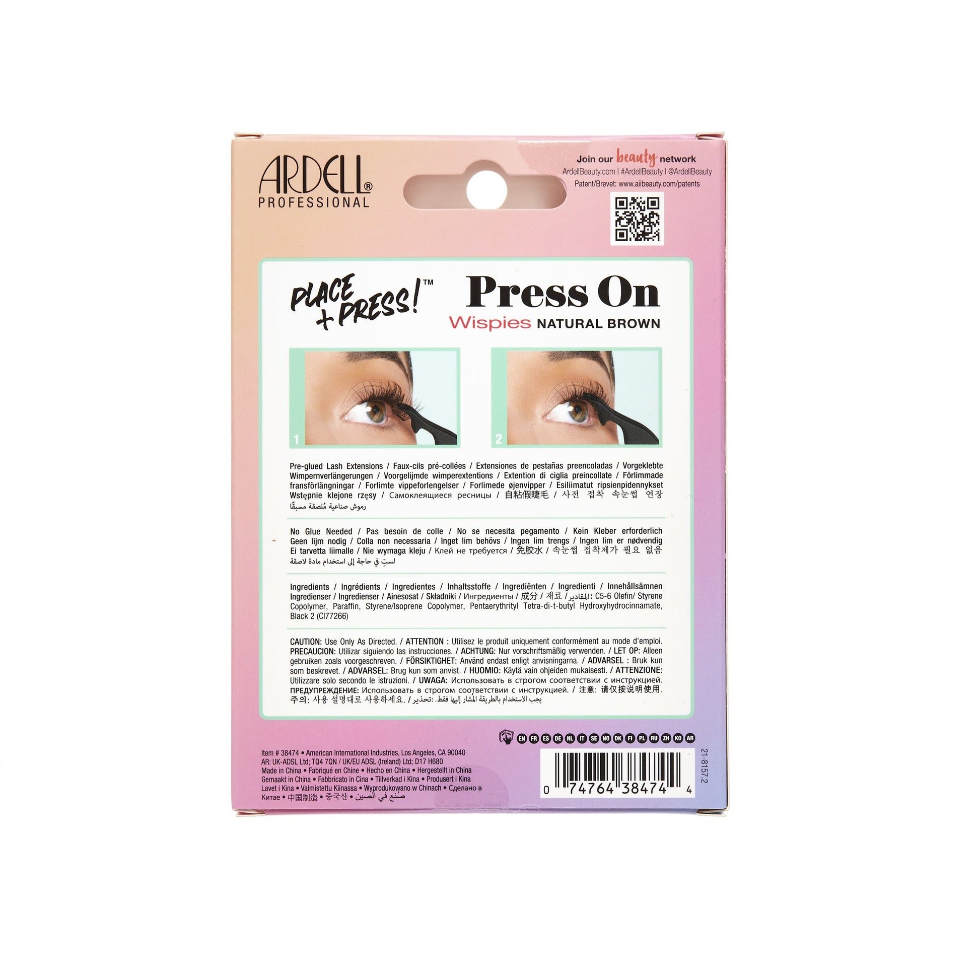 Press On Pre-Glued Underlash Wispies Natural Brown Back