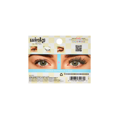 Back side of packaging for Winks Be Yourself Lashes Vibez
