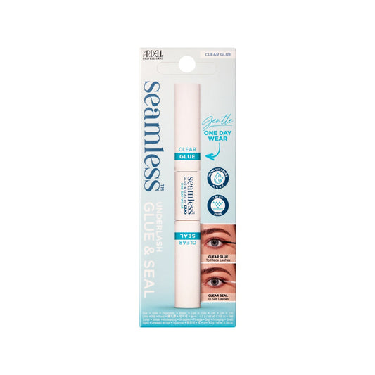 Front viiew of Seamless Underlash 1 Day Clear Glue & Seal inside retail wall hook packaging