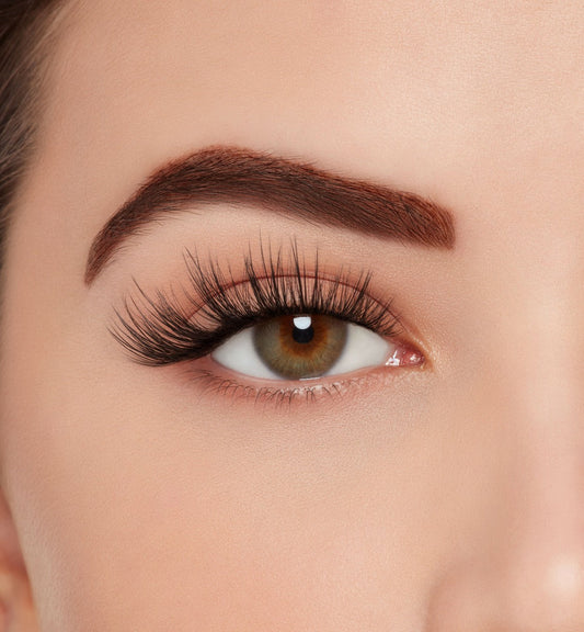 A model wearing Ardell's 3D Faux Mink 864 on an open right eye