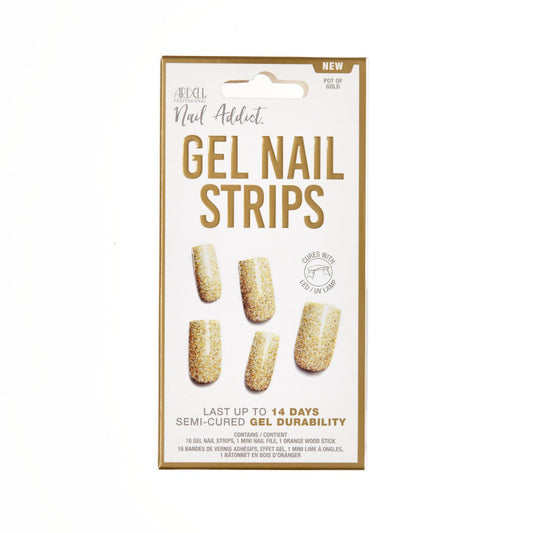 Front side of packaging for Ardell Nail Addict Gel Nail Strips - Pot of Gold