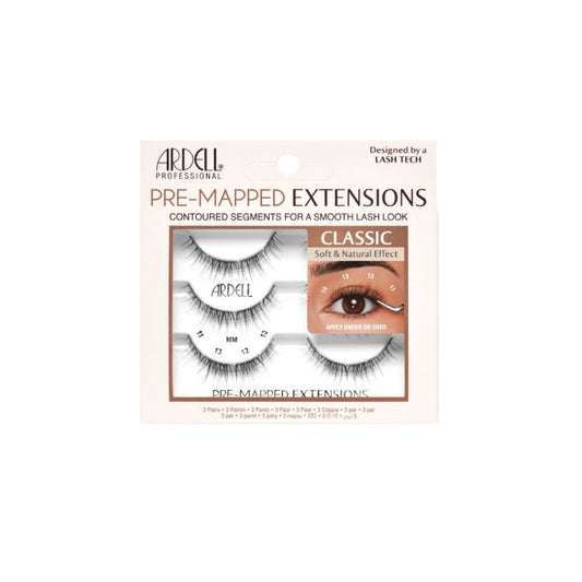 Ardell Pre-Mapped Extensions Classic Kitten Eye 3-Pack – Front packaging of reusable lash extensions in kitten eye shape.