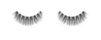 Ardell's 3D Faux Mink 858 faux eye lashes with round and crisscross lash style on a white background